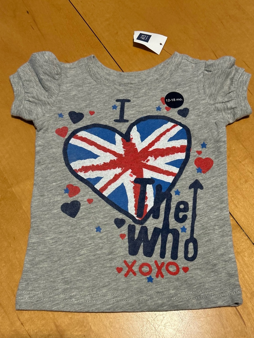 GAP Grey Tee with Union Jack Heart Graphic